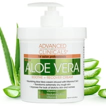 Advanced Clinicals Aloe Vera Cream W/ Vitamin C For Dry Skin & Rough Skin, 16 Oz