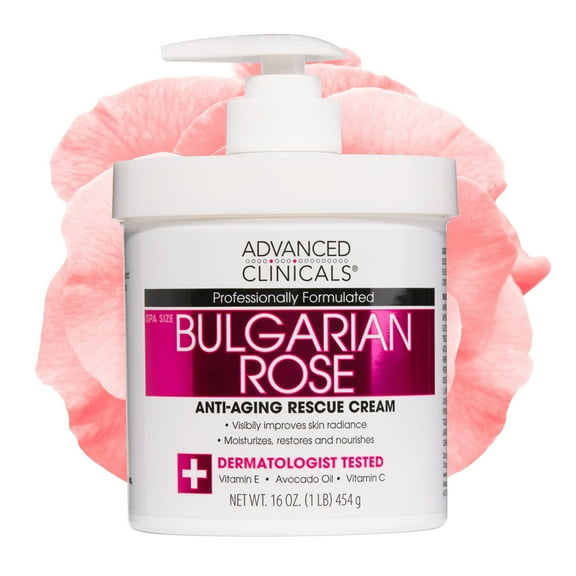 Advanced Clinicals Anti Aging Bulgarian Rose Moisturizing Body Cream, 16 Oz