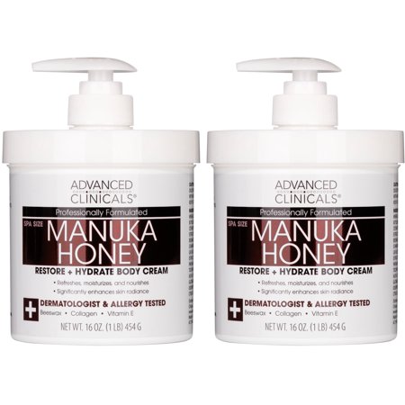 Advanced Clinicals Manuka Honey Body Cream 16 fl oz Two Pack