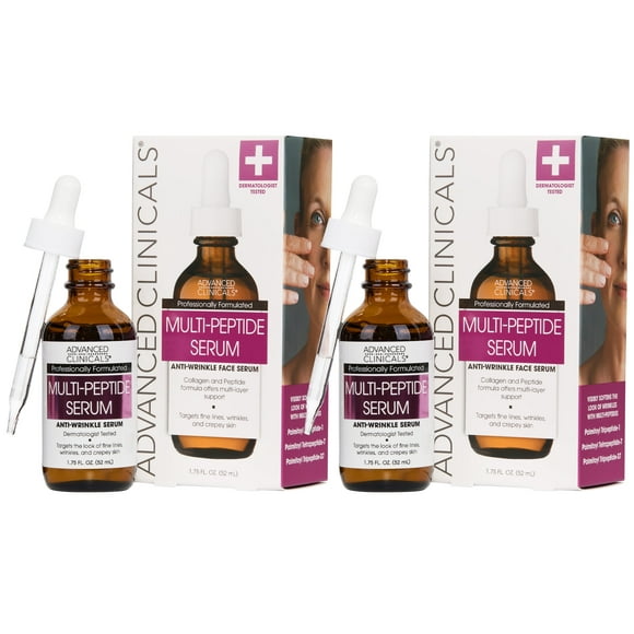 Advanced Clinicals Peptide Facial Serum. Set of Two 1.75 fl oz