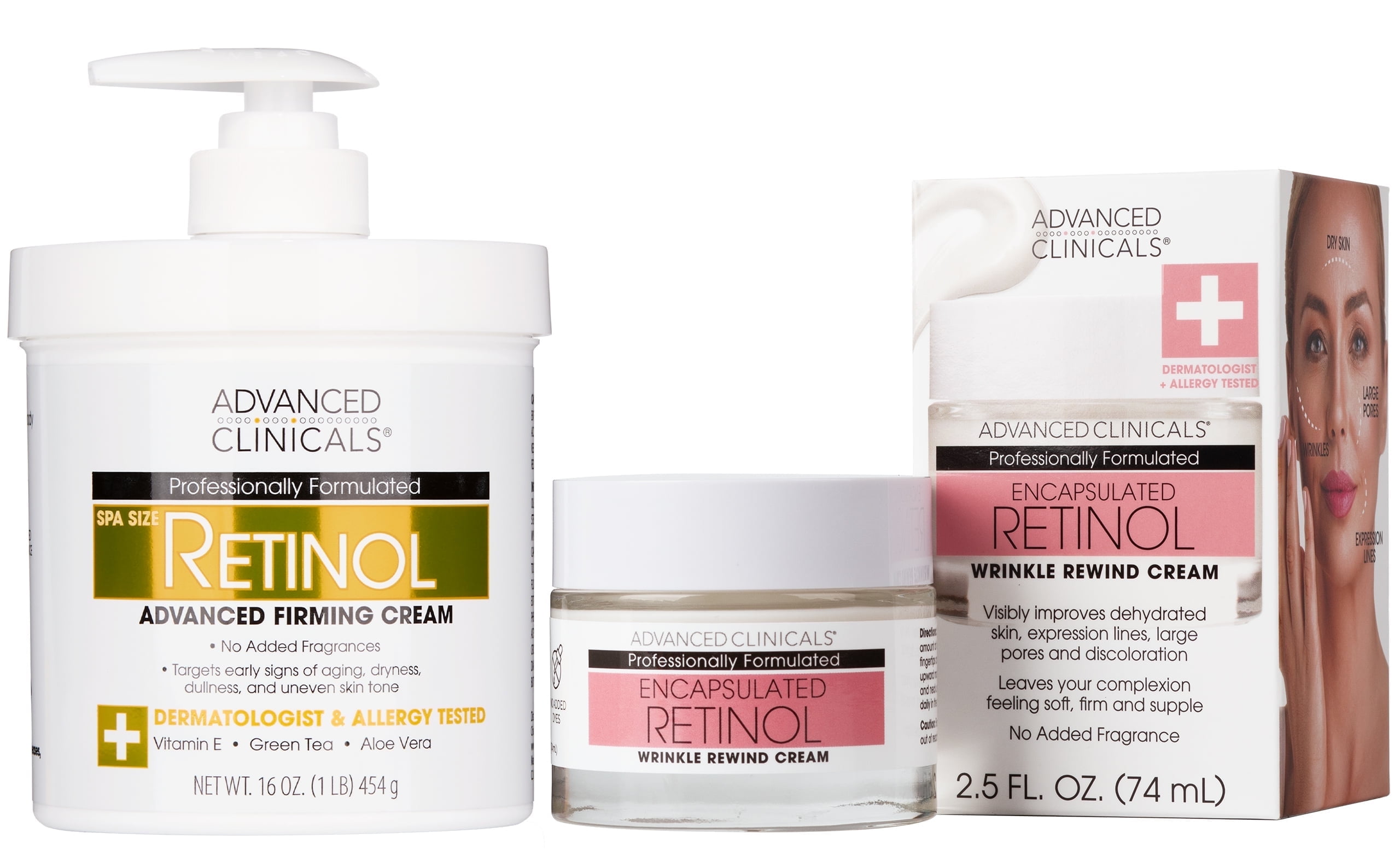 Advanced Clinicals Anti Aging Retinol Face Cream & Retinol Body Cream Set of Two.