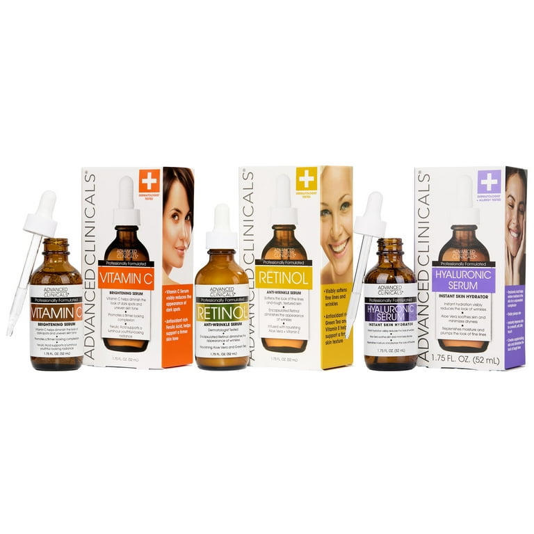 Advanced Clinicals Retinol Serum + Vitamin C Serum + Hyaluronic