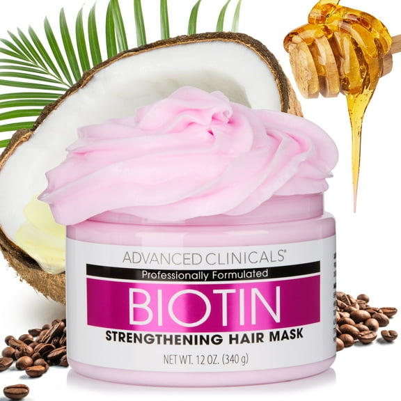Advanced Clinicals Biotin Anti Breakage Hair Mask. Conditioner Mask for Weak and Color Treated Hair. 12 fl oz.