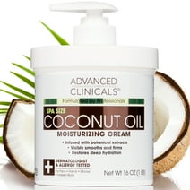 Advanced Clinicals Coconut Oil Body Cream Moisturizer Lotion, 16oz