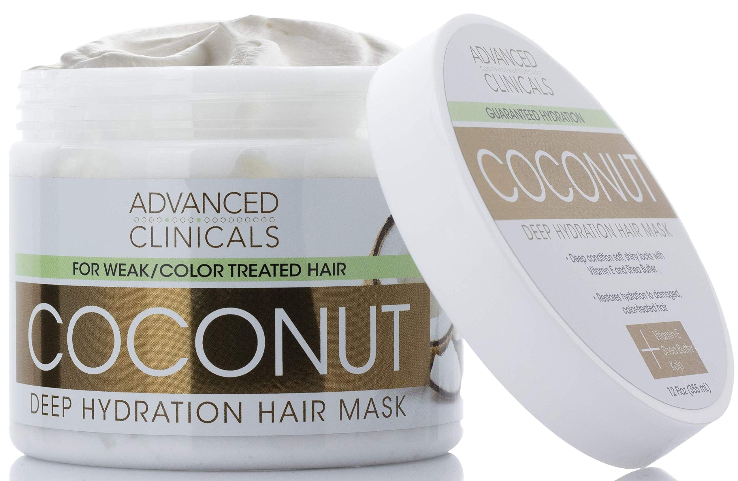 Advanced Clinicals Coconut Oil Hair Mask for Deep Hydration with Vitamin E. 12 fl oz