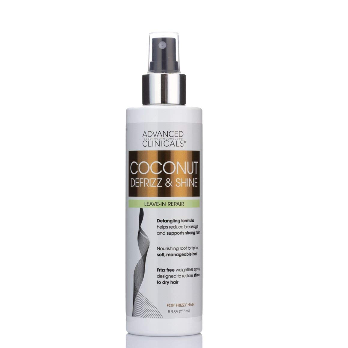 Advanced Clinicals Coconut Oil Leavein Hair Defrizz & Detangle Spray