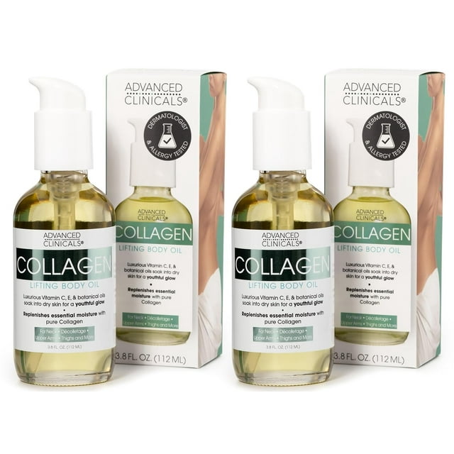 Advanced Clinicals Collagen Body Oil, 2-Pack, 3.8 fl oz