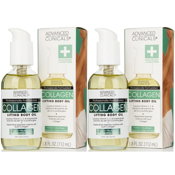 Advanced Clinicals Collagen Body Oil, 2-Pack, 3.8 fl oz