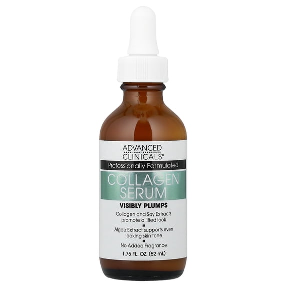 Advanced Clinicals Collagen Face Serum. Plumping Facial Serum for Sagging Skin. 1.75 fl oz