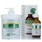 Advanced Clinicals Collagen Skin Care Set - Moisturizing Body Cream & Face Serum Bundle