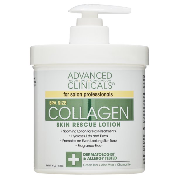 Advanced Clinicals Collagen Skin Rescue Lotion. Hydrating Body Cream