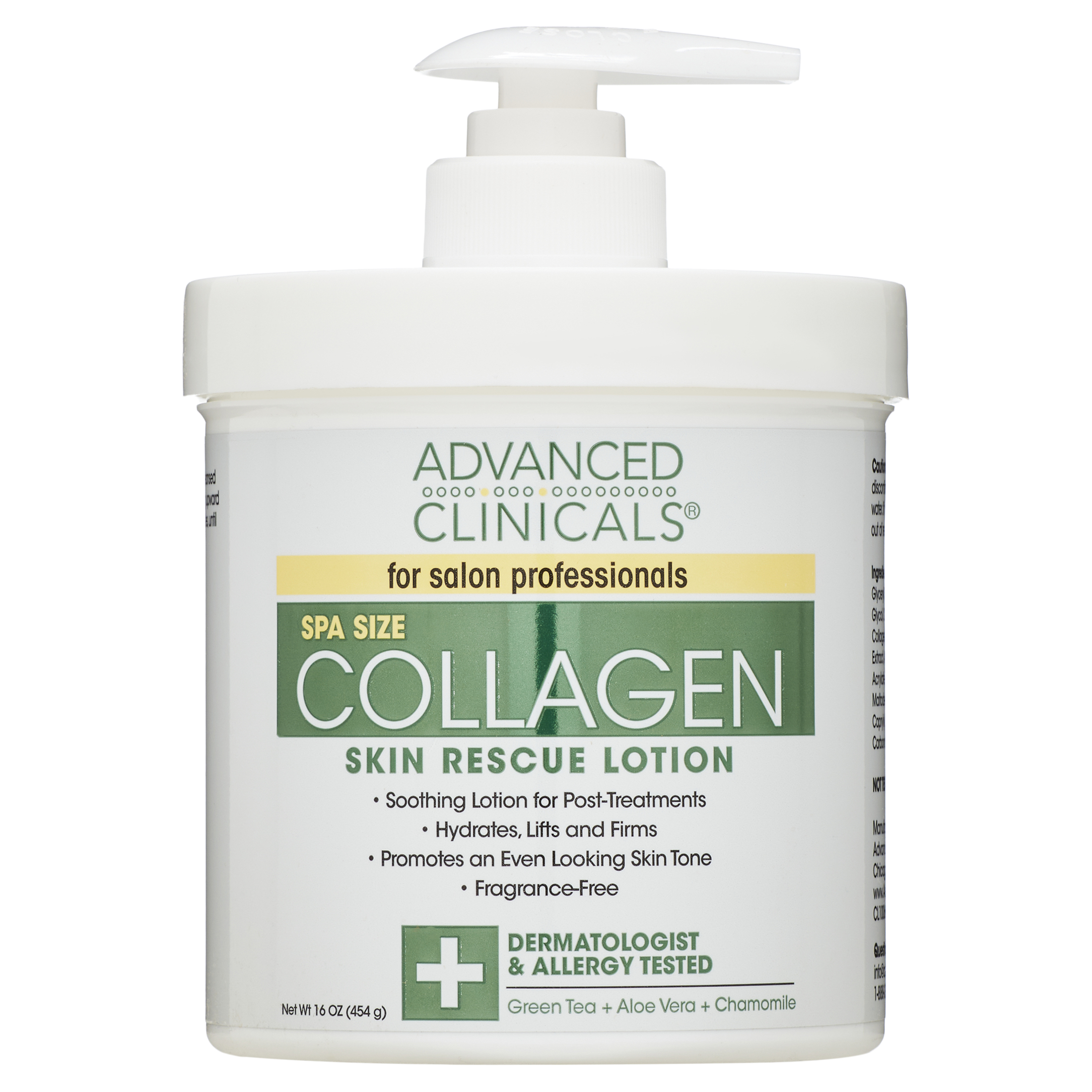 Advanced Clinicals Collagen Skin Rescue Lotion. Hydrating Body Cream for Hands, Face. Dry Skin Treatment. 16 fl oz. - image 1 of 5