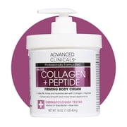 Advanced Clinicals Collagen Peptides Body Lotion & Face Moisturizer | Peptide Infused Collagen Lotion For Women & Men Helps Improve Look Of Crepey Skin, Wrinkles, Uneven Dry Skin Texture, 16 Ounce