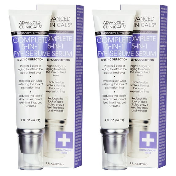 Advanced Clinicals Complete 5 in 1 Eye Serum. Two - 2 fl oz.