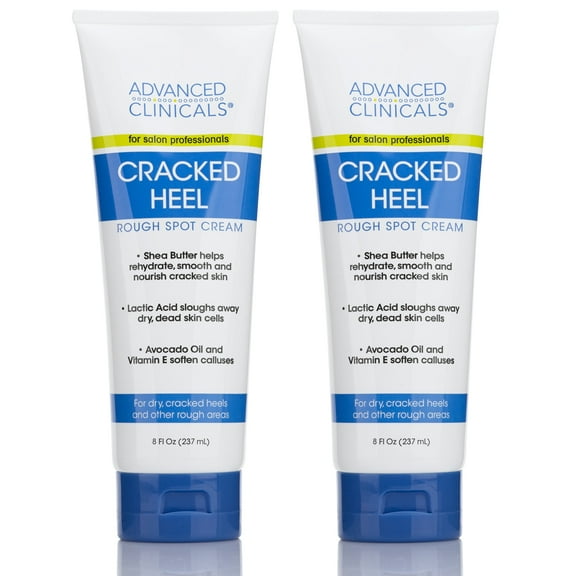 Advanced Clinicals Cracked Heel Cream For Dry, Cracked Feet. Moisturizing Cream for Heels.Two - 8 fl oz
