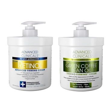 Advanced Clinicals Green Coffee Bean Body Cream and Firming Retinol Body Lotion. Two 16 fl oz