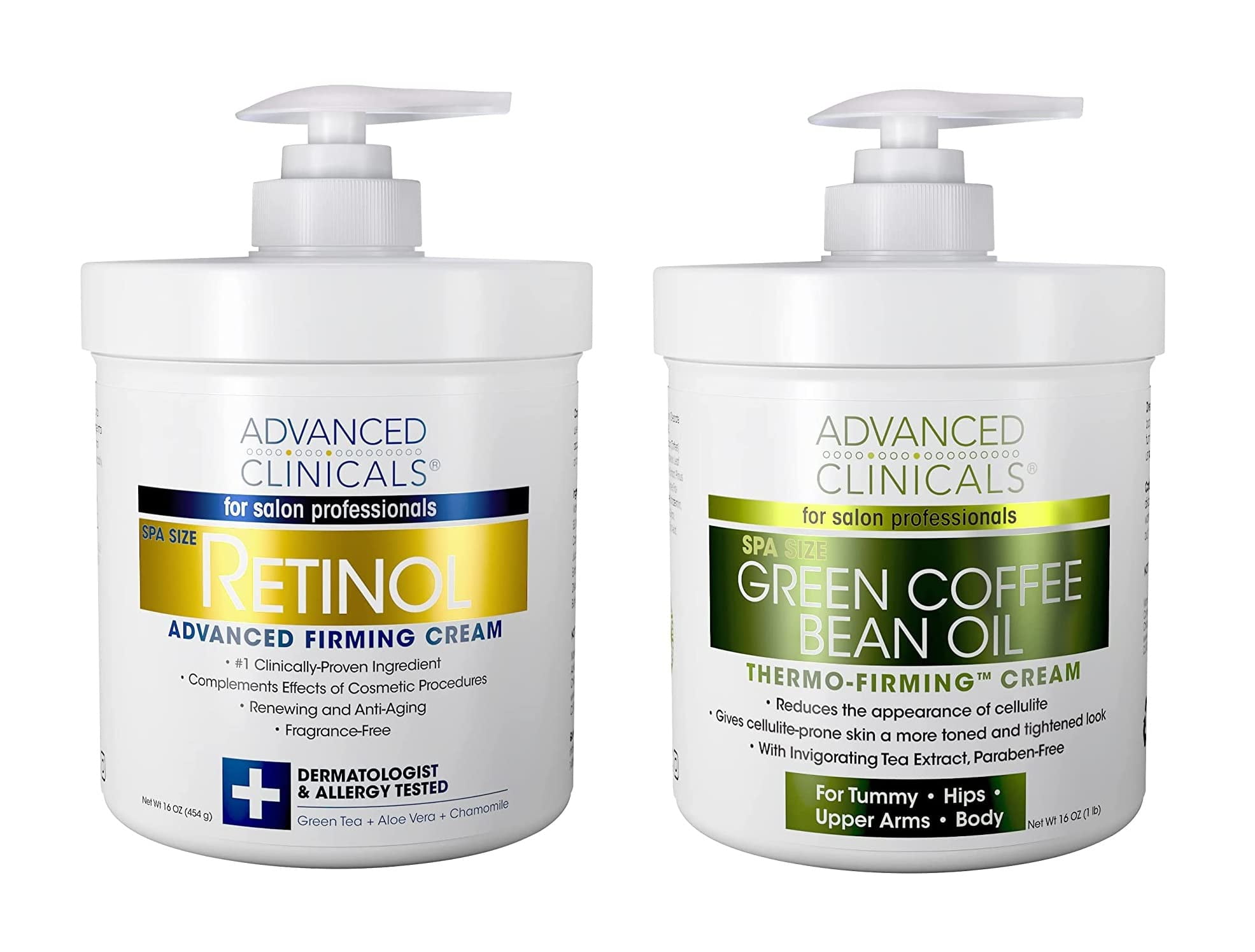 Advanced Clinicals Green Coffee Bean Body Cream and Firming Retinol