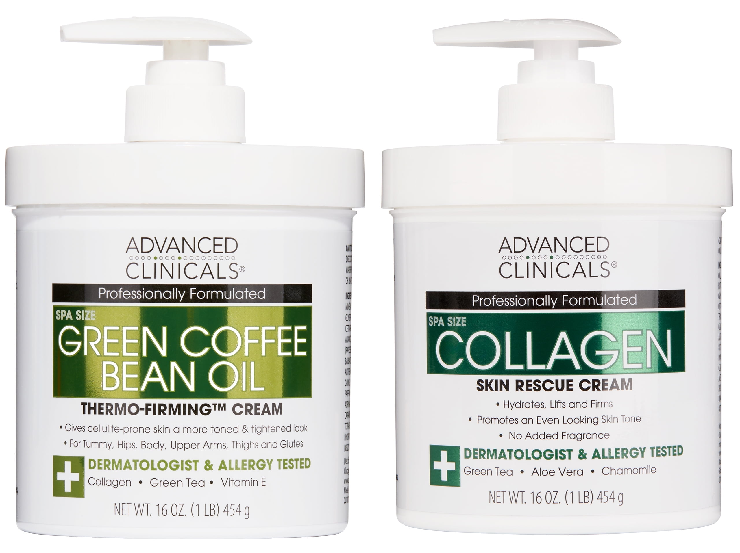 ADVANCED CLINICALS Green Coffee Bean Body Cream and Collagen