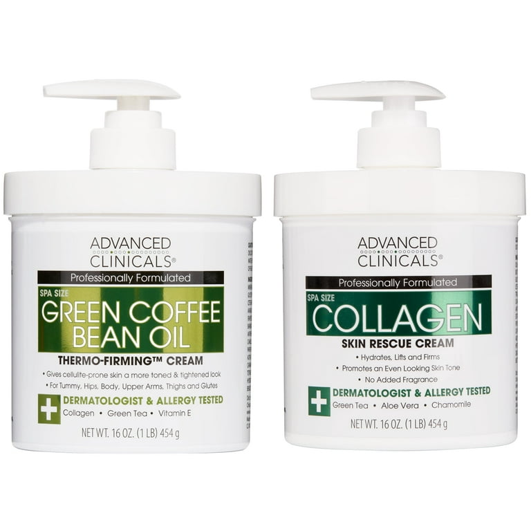 ADVANCED CLINICALS Green Coffee Bean Body Cream and Collagen