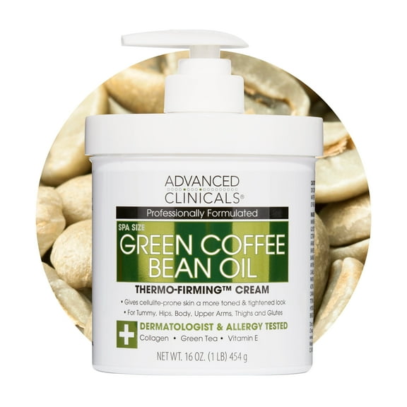 Advanced Clinicals Green Coffee Bean Oil Thermo-Firming Cream 16 Fl Oz.