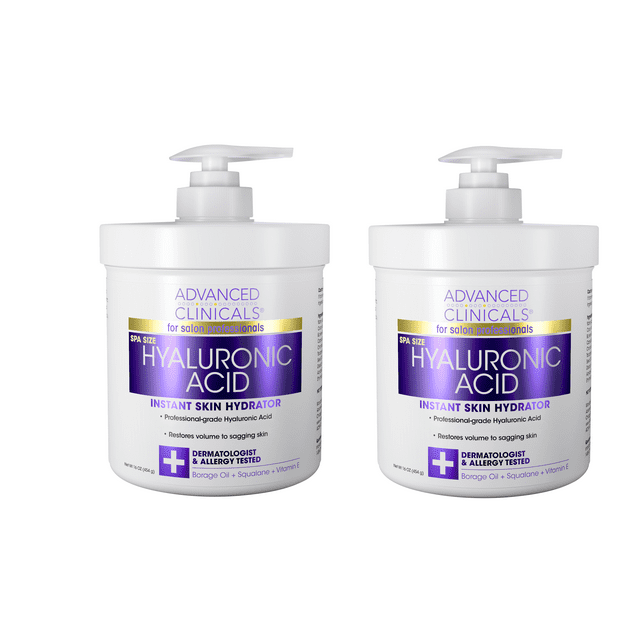 Advanced Clinicals Hyaluronic Acid Cream Two Pack 16 fl oz