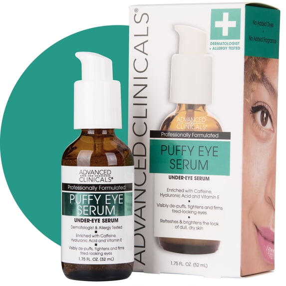 Advanced Clinicals Puffy Under Eye Face Serum. Hydrating and Calming Serum. 1.75 fl oz