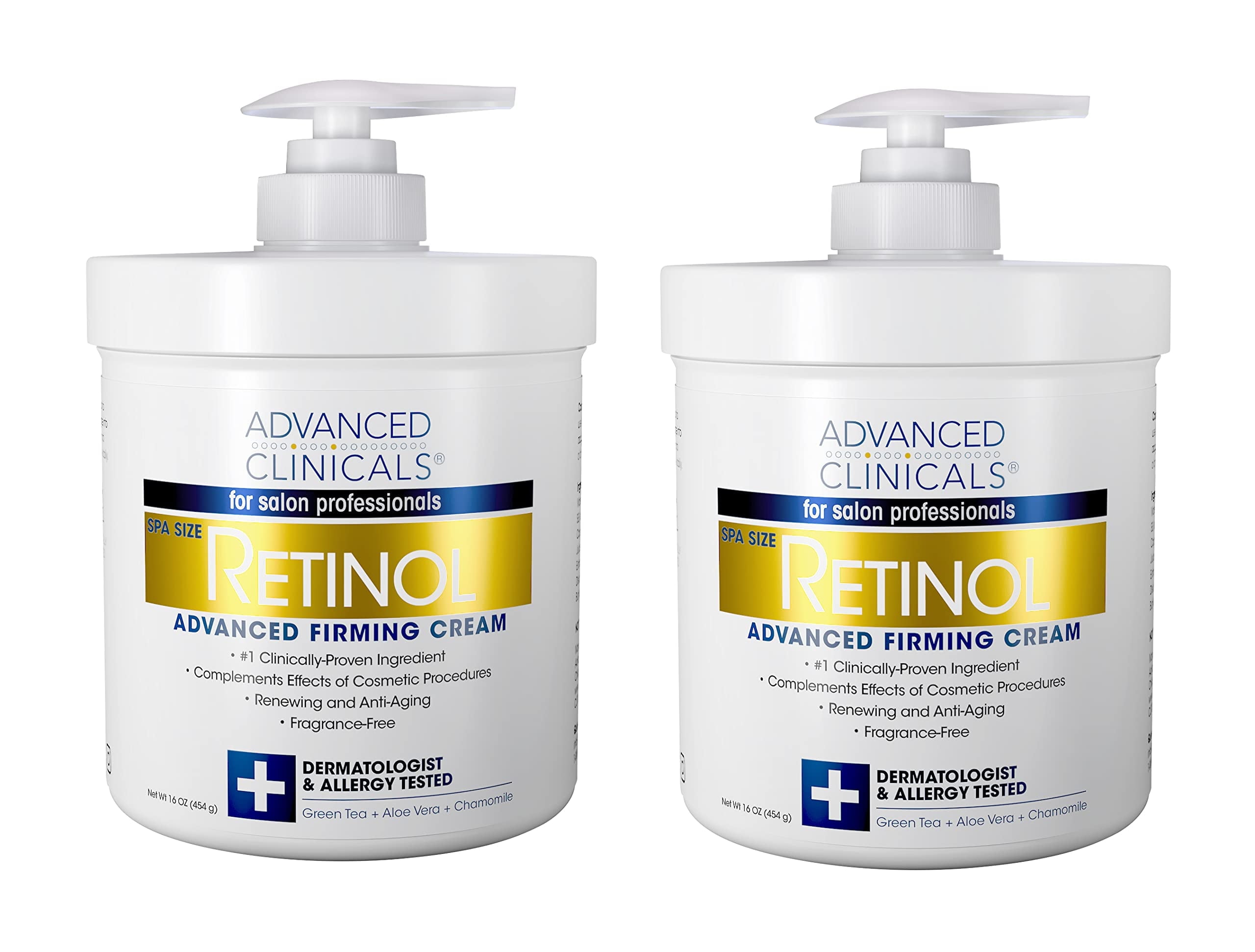 Advanced Clinicals Retinol Cream Two Pack 16 fl oz