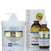 Advanced Clinicals Retinol Skin Care Set - Value Set of Anti Aging Body Cream and Face Serum