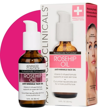 Advanced Clinicals Rosehip Oil Face Serum w/ Vitamin E, 1.8 Fl Oz