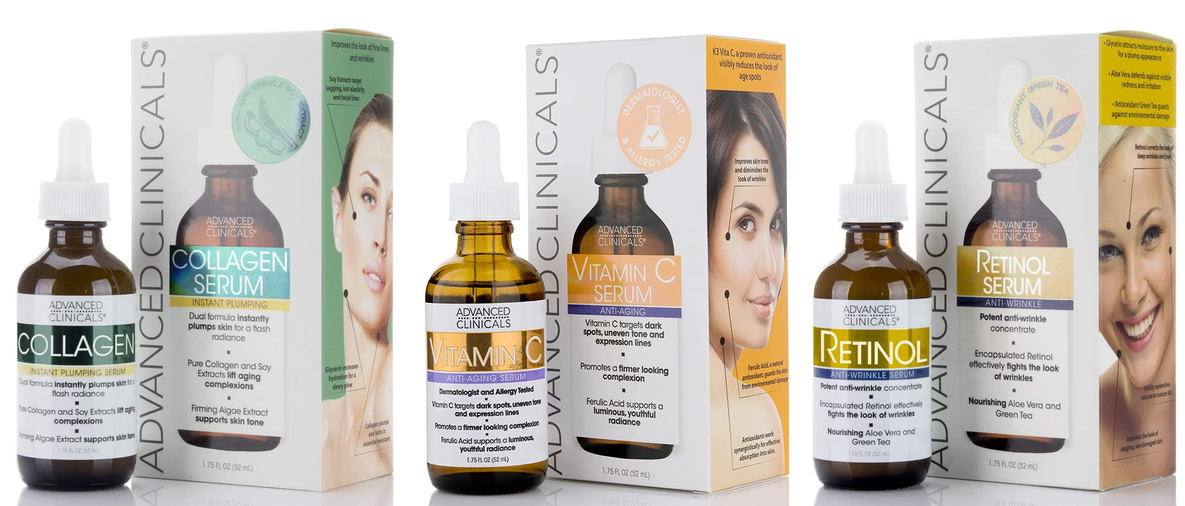 Advanced Clinicals Glowing Skin Care Set: Topical 