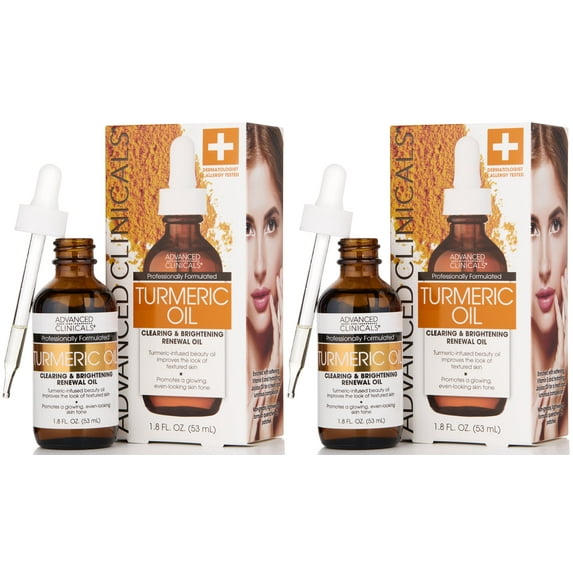 Advanced Clinicals Turmeric Oil Face Serum for Dry Skin & Redness Set of Two 1.8 fl oz