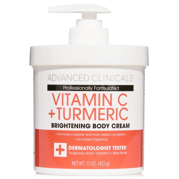 Advanced Clinicals Vitamin C Cream Dry Skin Rescue Skin Care Face & Body Cream Infused W/Turmeric, Vitamin E, & Shea Butter. Firming & Brightening Anti Aging Moisturizer, 15 Fl Oz