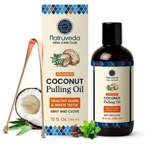 Natruveda Extra Virgin Coconut Oil Pulling for Teeth, Fresh Breath Mouthwash for Gums & Daily Oral Care, Mint, 10 fl oz