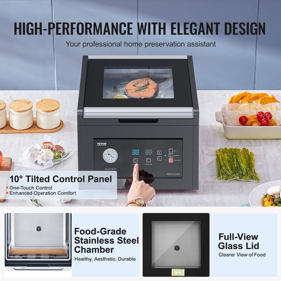 Advanced Compact Chamber Vacuum Packager, 380W Motor for Efficient Seal on Liquids and Meats, 11.5 Inch Heating Wire, Ideal for Small Business and Serious Home Cooks