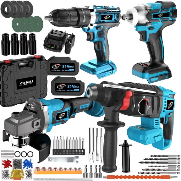 Advanced Cordless Power Tool Combo Kit, Ergonomic Anti-Slip Grip Portable Power Tool with Optional Accessories, Ideal for Home Decoration, Furniture Installation & Beginner DIY Renovation