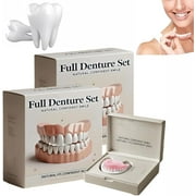 Advanced Customized Full Denture Set,Silicone Reline Denture Set,Silicone Soft Dentures Repair,Soft and Comfortable (2 Pcs)