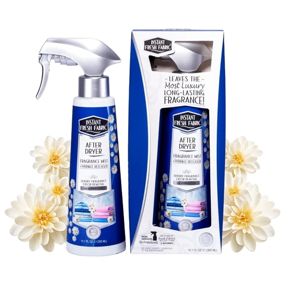 Instant Fresh Air After Dryer Fabric Freshener, Wrinkle Release Spray For Clothes, Laundry - Luxury Fragrance Odor Remover and Wrinkle Releaser - For Home and Travel - Fresh Linen Scent - 10.1 fl oz