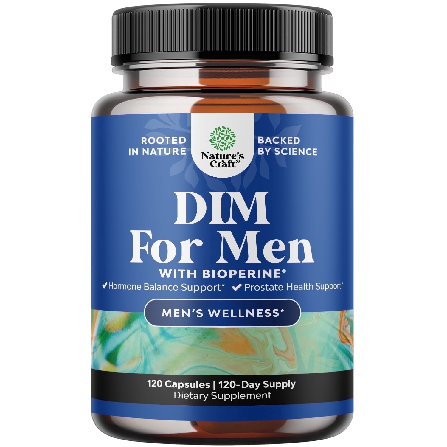 Natures Craft DIM Supplement for Men, Estrogen Blocker Hormone Balance Support, 120 Capsules