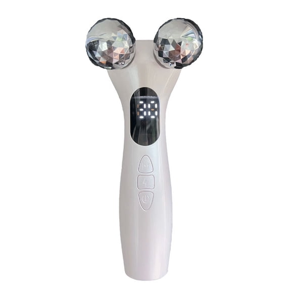 Advanced Facial Toning Roller with Gentle Micro-vibration, 4D Diamond-Cut Contouring Massager for Face & Neck, Rechargeable with LCD Display