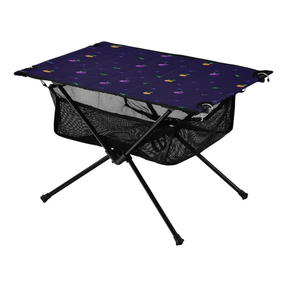 Advanced Fruit Pattern Galaxy Pine Tree Xmas Painting Christmas Kids Camping Tables Folding Table for Children 23.6x15.7in 600D Oxford Fabric 110lb Capacity