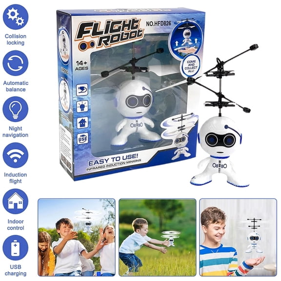 Advanced Gesture Sensing Helicopter Toys with Induction Flight, Remote Control Aircraft Intelligent Interactive Flying Toy Robot  Toys with Smart Motion Detection