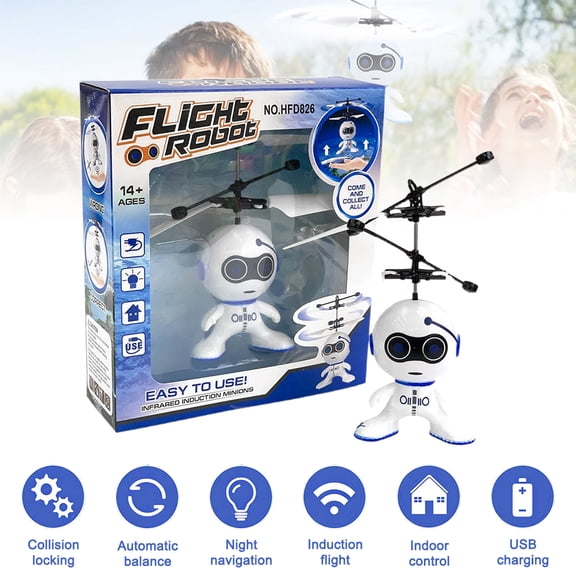 Advanced Gesture Sensing Helicopter Toys with Induction Flight, Remote Control Aircraft Intelligent Interactive Flying Toy Robot Toys with Smart Motion Detection