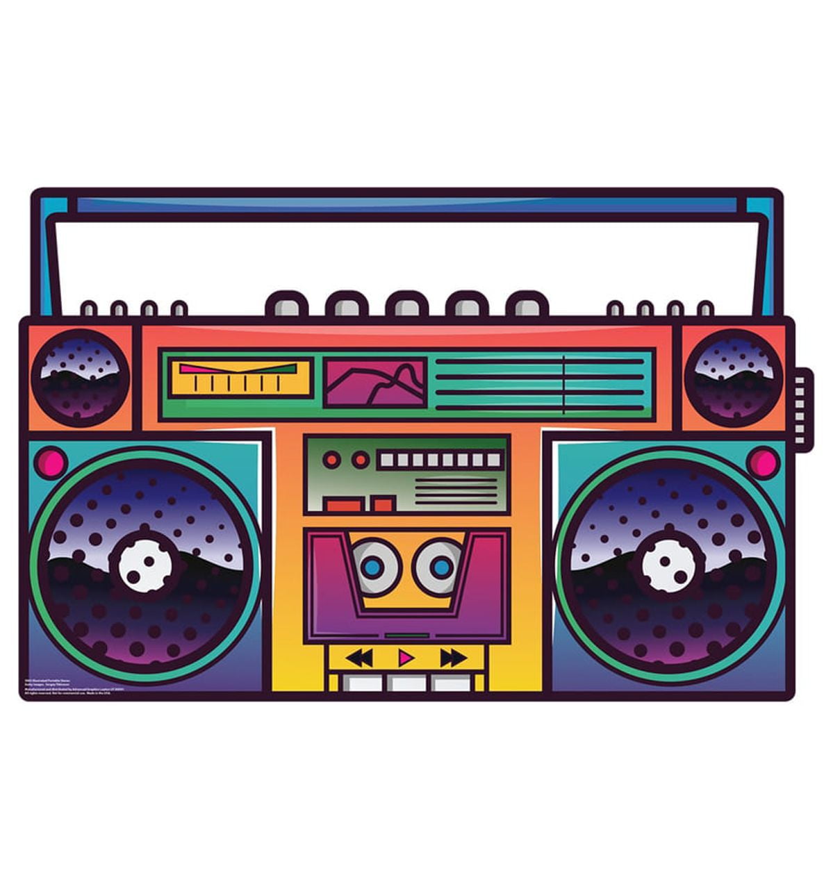 27'' Multicolor Cardboard Illustrated Portable Stereo Standup