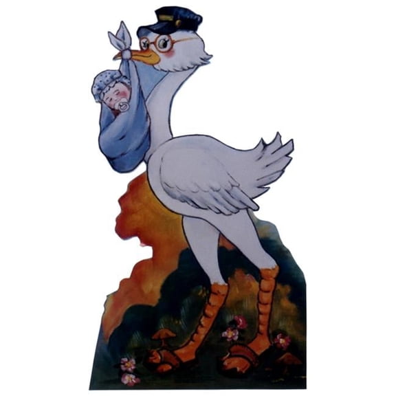 Advanced Graphics 320 Stork with Baby Boy- 4'x 4" Cardboard Standup