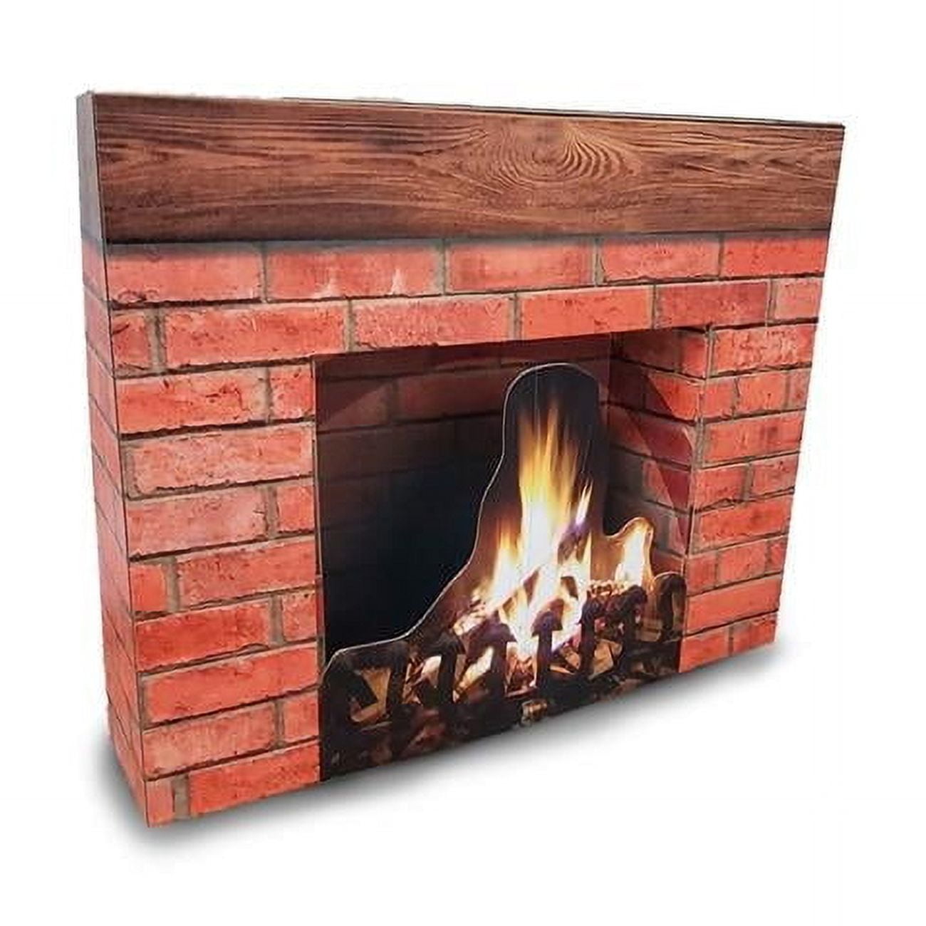 Holiday Fireplace 3D Cardboard Cutout with Brick Design
