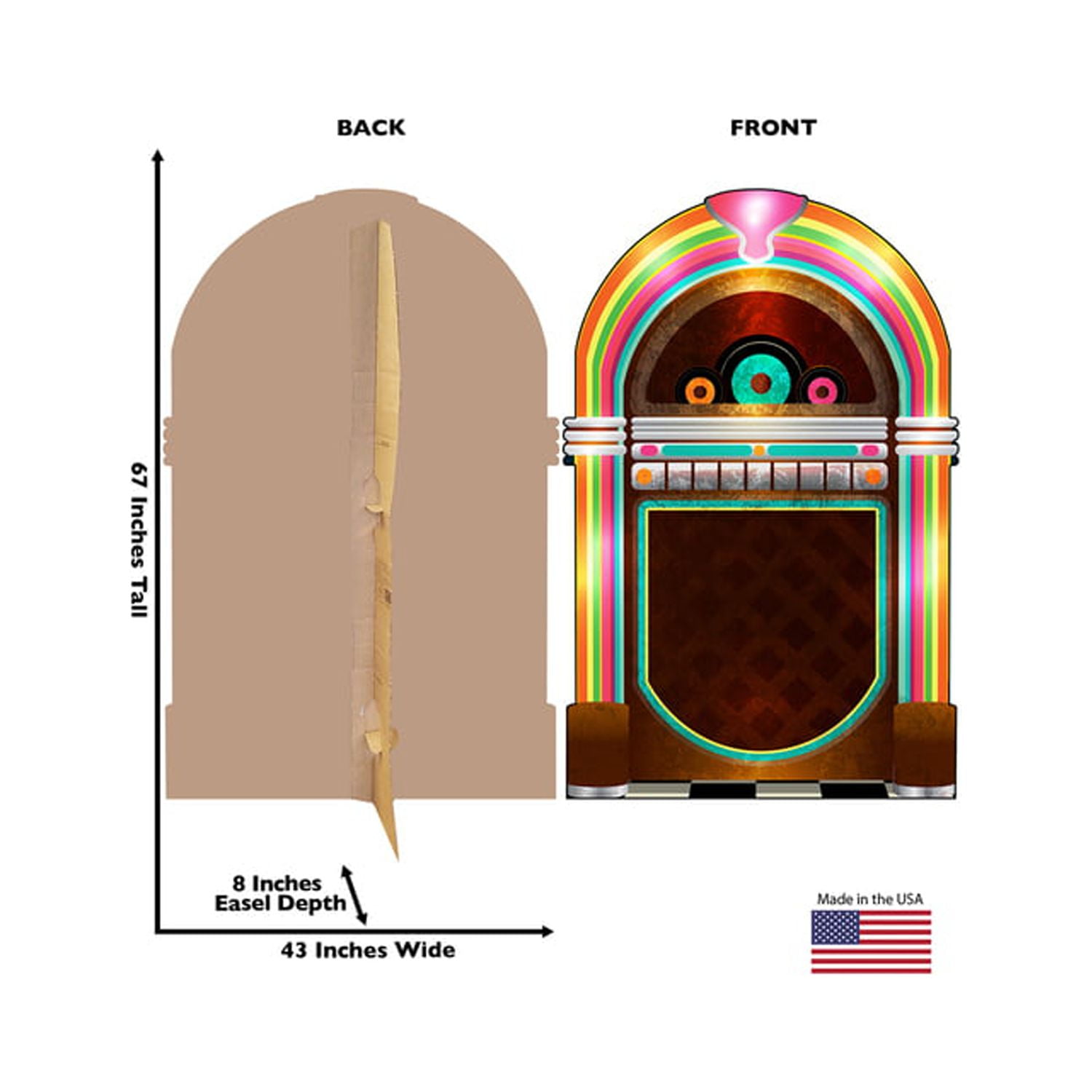 67'' Multicolor Cardboard 50s Juke Box Standup
