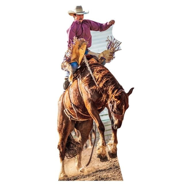 81 x 36 in. Cowboy on Bucking Bronco Life-Size Cardboard Cutout
