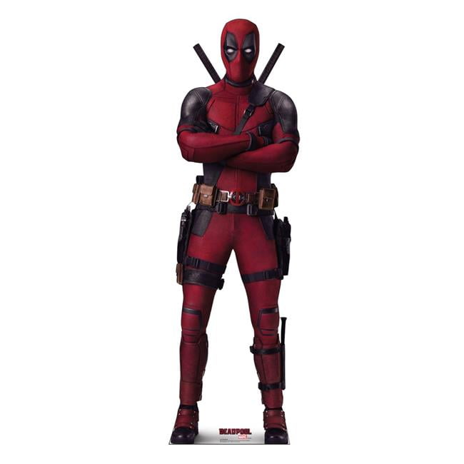 Life-Size Red and Black Cardboard Deadpool Cutout