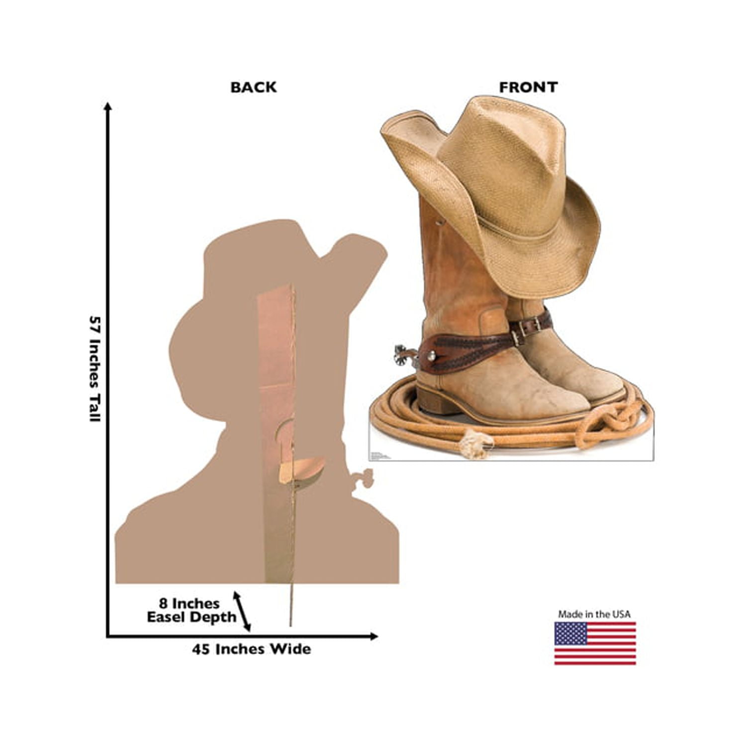 57 x 45 Inch Cowboy Boots and Hat Cardboard Cutout