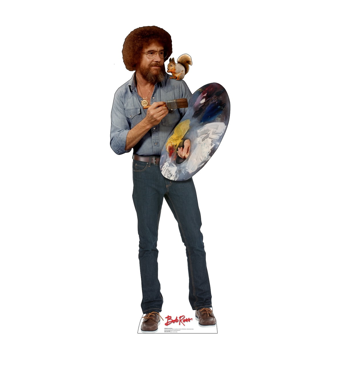 Life-Size Bob Ross Cardboard Cutout with Squirrel